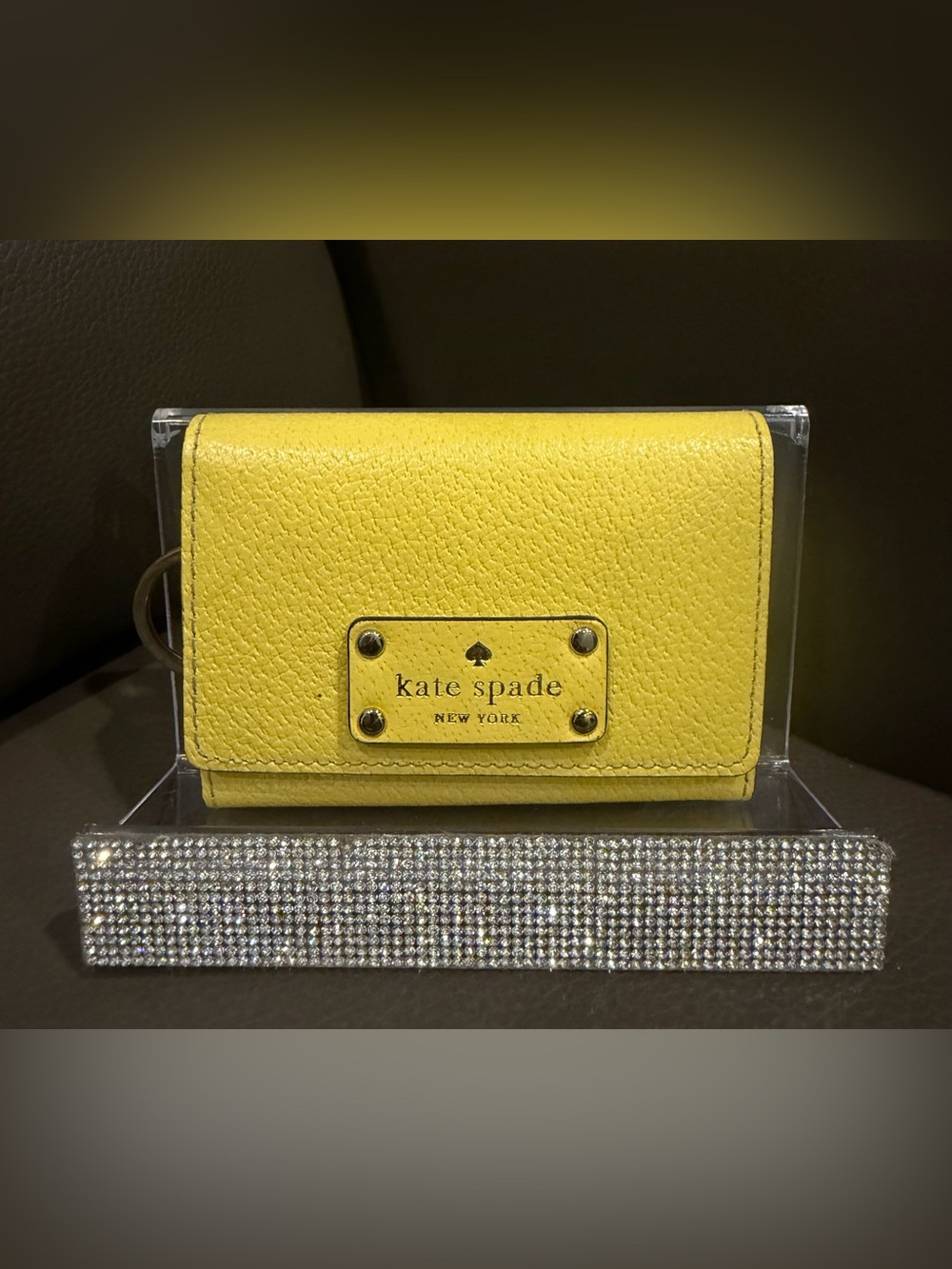 kate spade Yellow Pebbled Leather Card Key Pouch